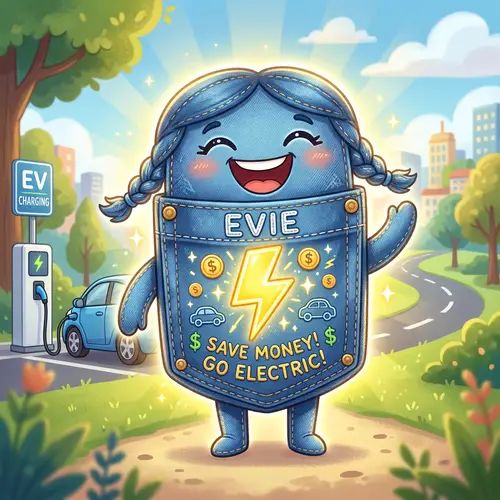 Evie - The Cheerful Cartoon Pocket Character Highlighting EV Savings
