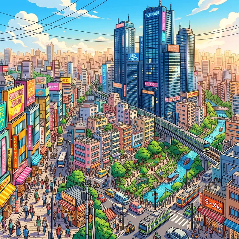 Anime City in 4k | Lively & Diverse Urban Landscape Anime City in 4k | Lively & Diverse Urban Landscape