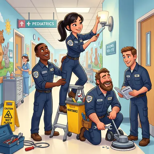 Disney Style Clinic Maintenance Team Illustration