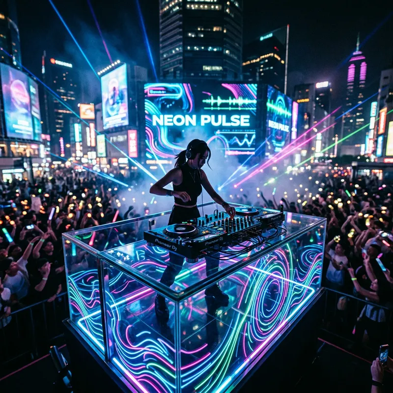 Futuristic DJ Booth: A Cyberpunk Experience Futuristic DJ Booth: A Cyberpunk Experience