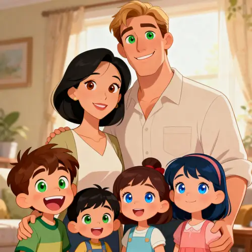 Cartoon Family Portrait in 2000s Style