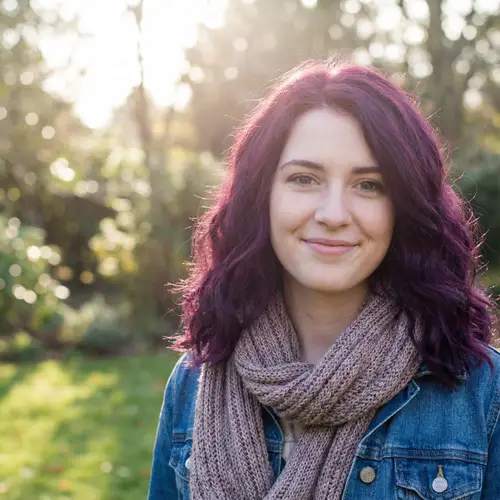 Beautiful Young Girl with Purple Hair