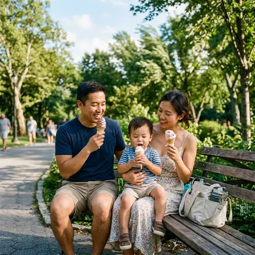 Happy Family Enjoying Ice-Cream in Park | Heartwarming Scene