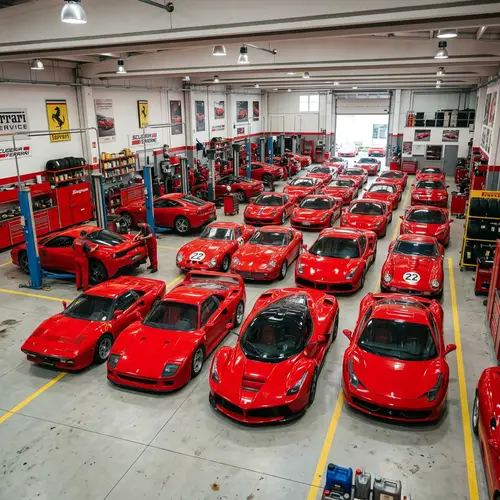 Luxury Ferrari Sports Cars in a Garage
