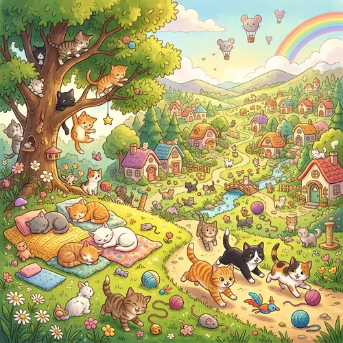 Whimsical Kittens Universe - Playful, Sleeping & Exploring Kitties