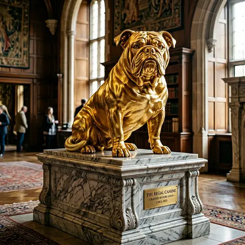 Luxurious Bulldog Gold Statue - Exquisite Craftsmanship