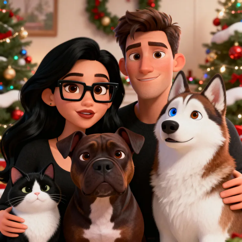 Vibrant Christmas Family Portrait Illustration