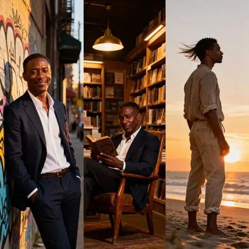 Handsome Black Male in Diverse Scenarios