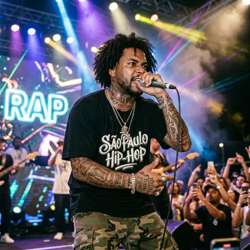 Talented Black Brazilian Rapper with Tattoos