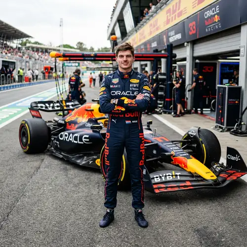 F1 Driver in Red Bull Suit: Verstappen's Champion Spirit