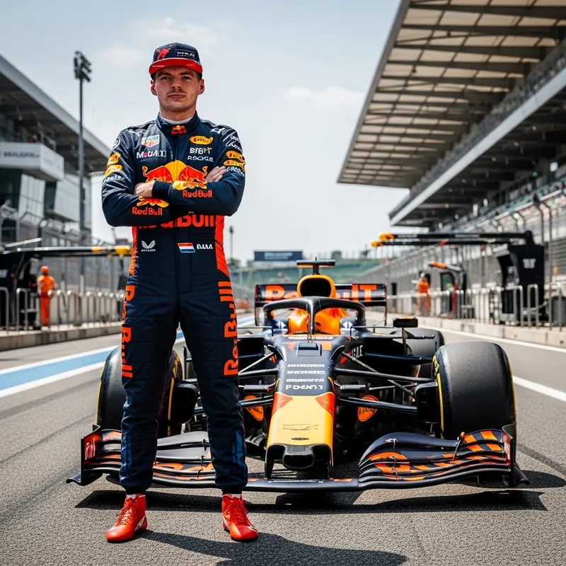 F1 Driver in Red Bull Suit: Verstappen's Champion Spirit