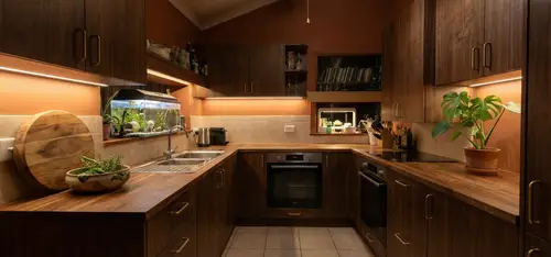 Warm Cinematic Kitchen Redesign Ideas