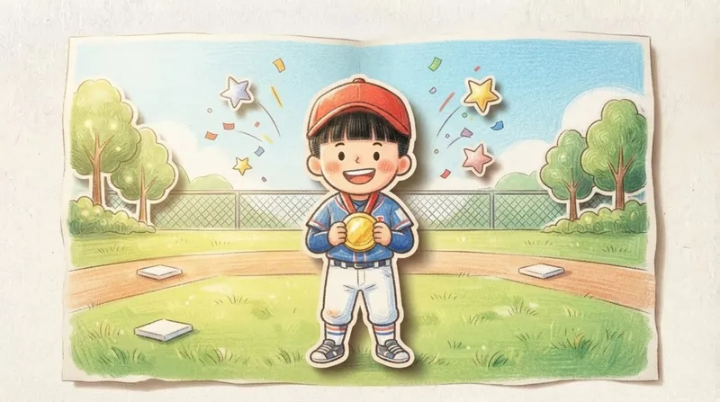 Joyful Celebration in Baseball Field Illustration Joyful Celebration in Baseball Field Illustration
