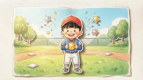 Joyful Celebration in Baseball Field Illustration
