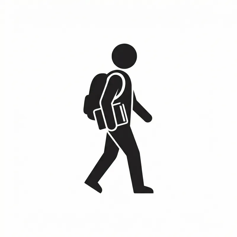 Simple Black Silhouette of a Student on White