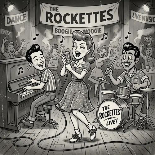 1930s Style Cartoon Rockabilly Band with Female Singer