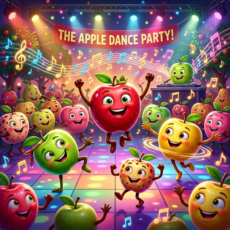 Dancing Apple Images | Colorful Animated Apples in Dance Poses
