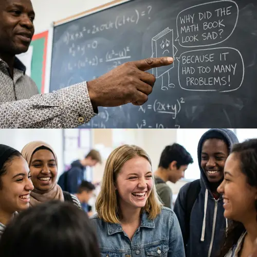 High School Laughter Scene: Joyful Moment Captured in Detail