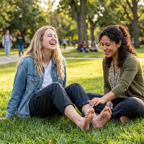 Playful Tickle: Candid Moment of Laughter | Exciting Detail