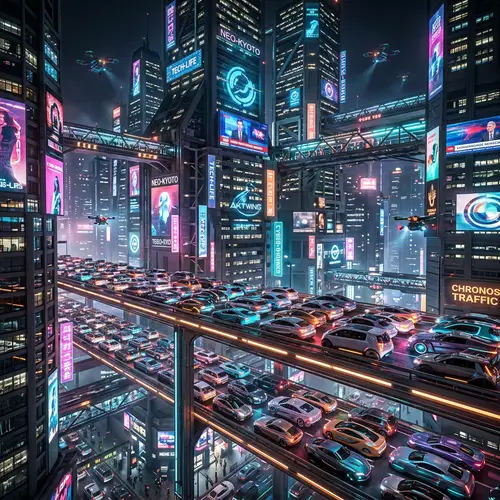 Futuristic Traffic Congestion: Metropolis Cityscape