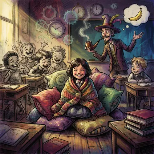 Surrealism Art: Playful Student Moment in Film Noir Style