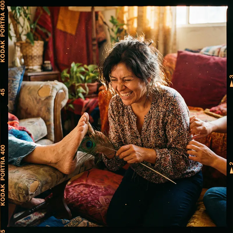 Vibrant Latin American Female Portrait | Playful Tickle Fight