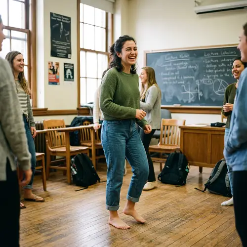 Cheerful Student in Joyous Laughter | Vibrant Classroom Moment