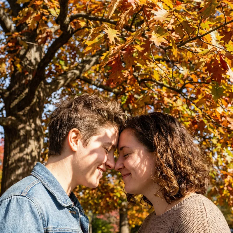 Romantic Kiss Under Autumn Tree | Love and Happiness Romantic Kiss Under Autumn Tree | Love and Happiness