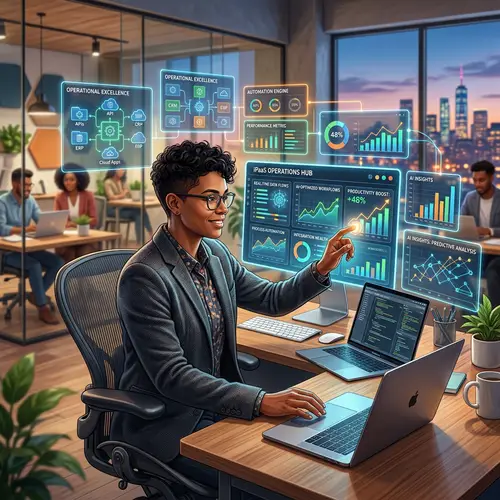 AI iPaaS for Boosting Productivity: Realistic Digital Illustration