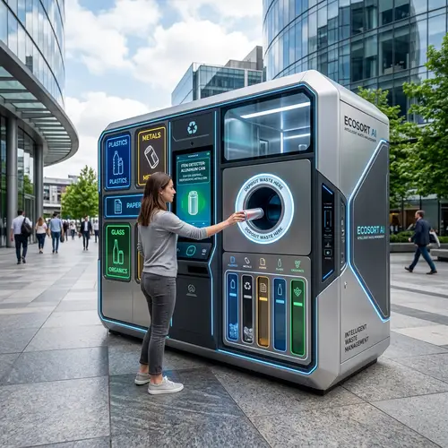 Futuristic Self-Sorting Recycle Bin | AI Waste Management Solution