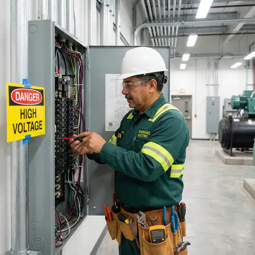 Professional Electrician in Green Uniform
