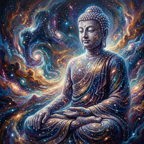 Cosmic Journey of Tathāgata Buddha: Photorealistic Chinese Painting