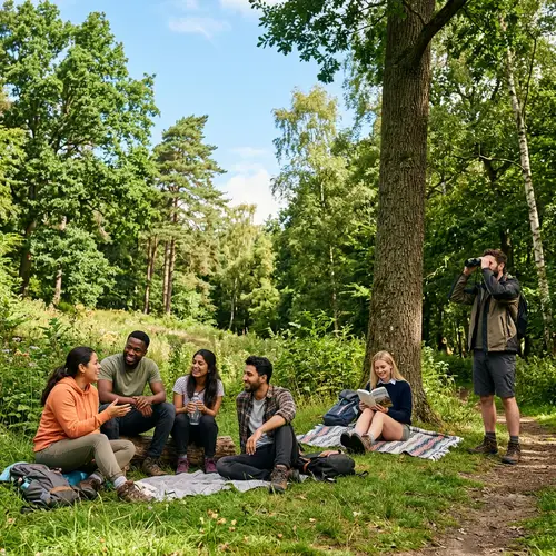 Happy Adults Engaging in Nature | Group Activity Outdoors