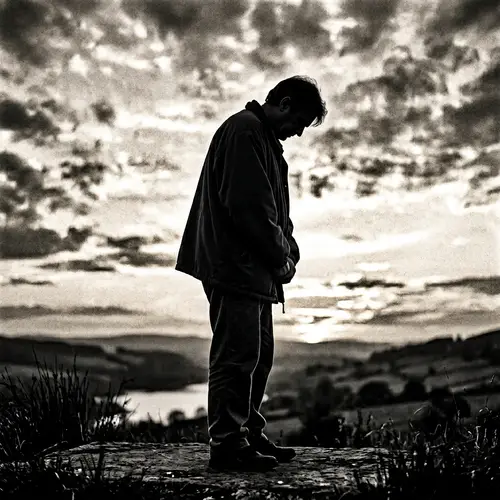 Gender-Neutral Middle-Aged Sad Silhouette | Solitude & Sorrow