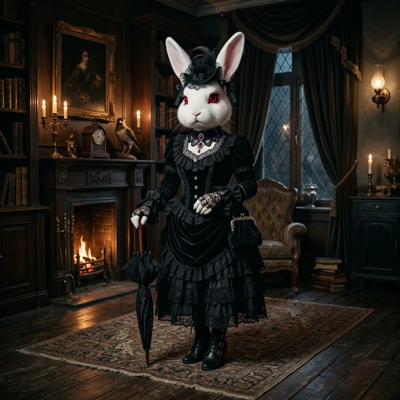 Goth Bunny Fursona: Victorian Gothic Albino Rabbit