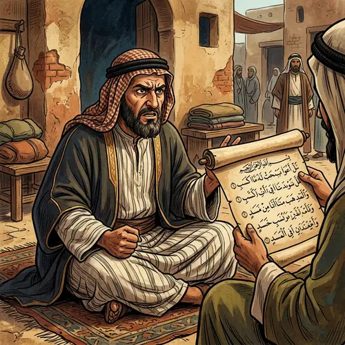 Illustration of Traditional Middle Eastern Man in Ancient Arabian Setting