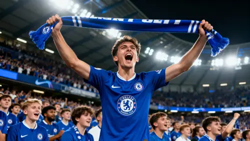 Excited Chelsea FC Fan in Stadium