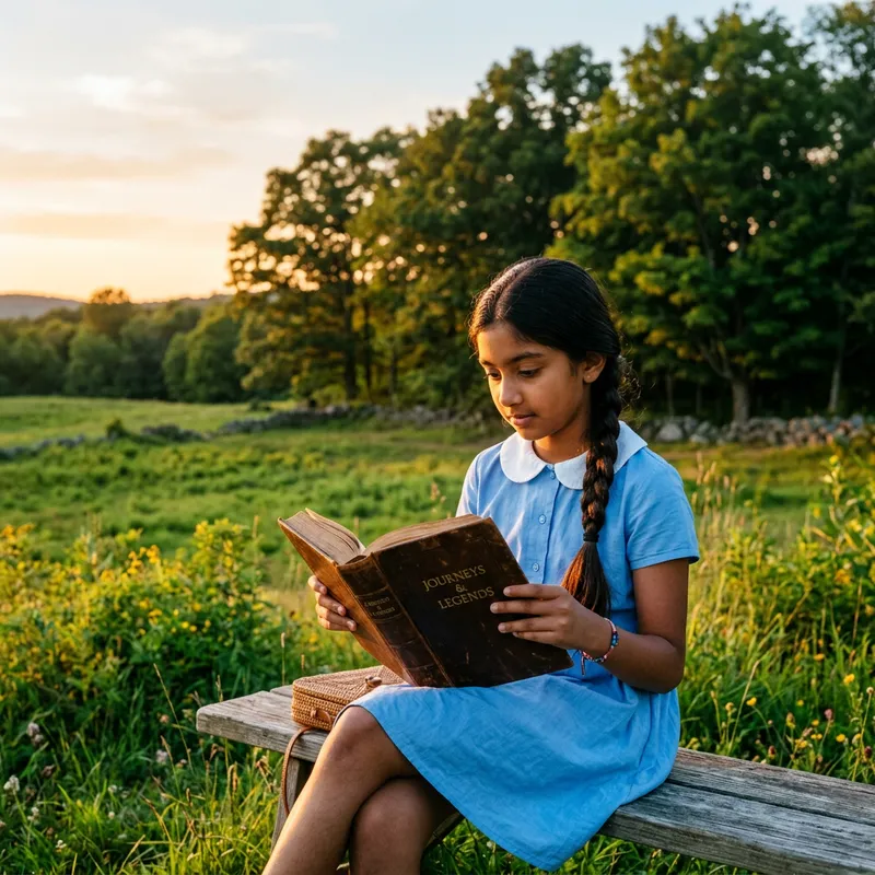 Curious Girl in Breathtaking Sunset Scene