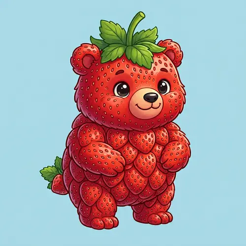 Strawberry Bear Animation Style - Vibrant & Playful Artwork