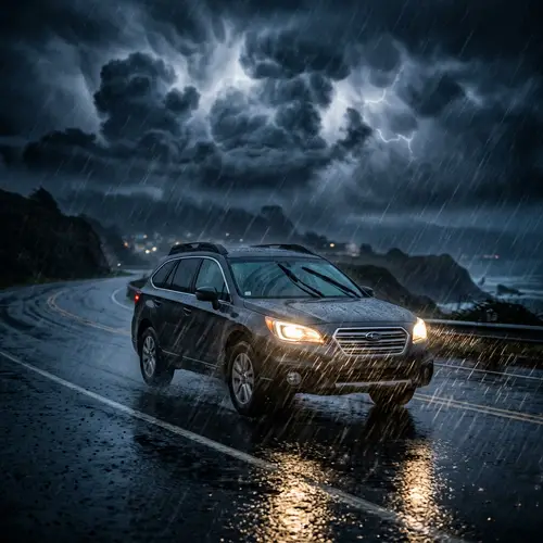 Dramatic Car in Storm with Magnificent Cloud Effect