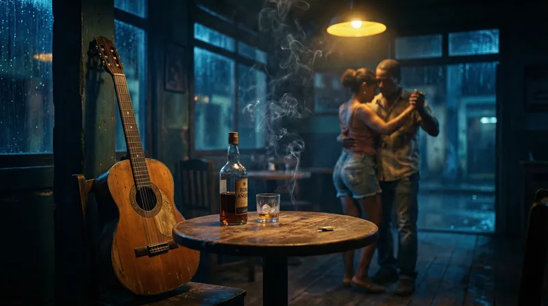 Melancholic Caribbean Bar Scene at Night