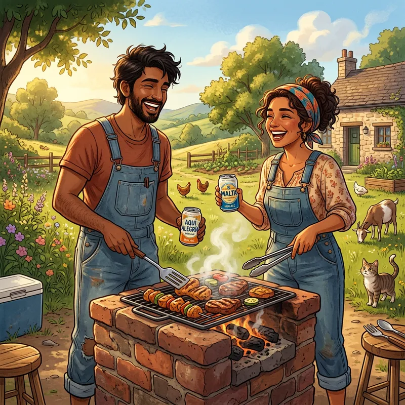 Animated Hillbillies Grilling Meat on Rustic Brick BBQ | BBQ Fun