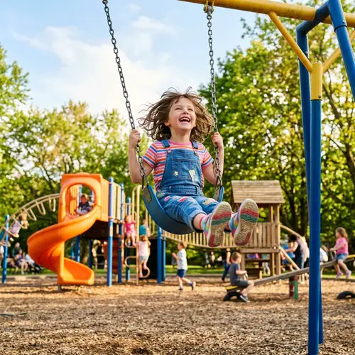 Playful Childhood Exuberance at Colorful Playground