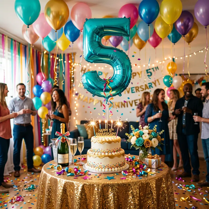 Celebrate 5th Anniversary with Balloon Decor & Cake