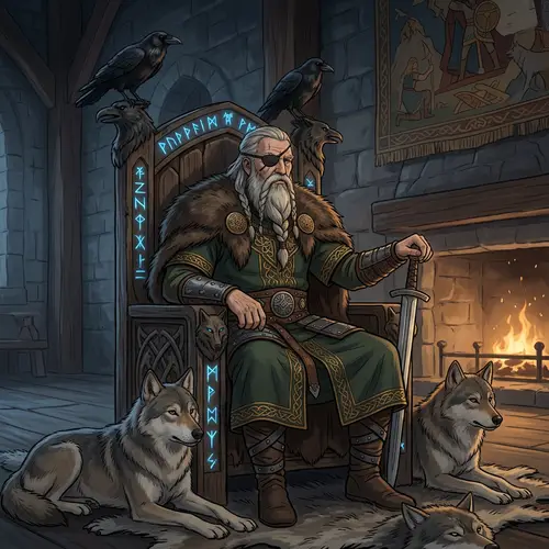 Animate Odin Sitting on His Throne