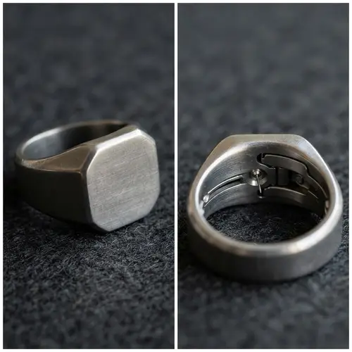 Covert Men's Signet Ring with Hidden Injector