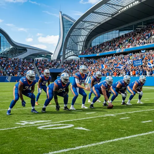 Diverse Football Team on a Modern Stadium Field
