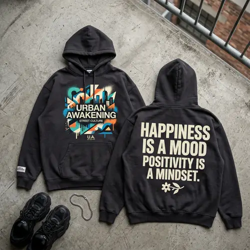 Trendy Streetwear Hoodie Design with Positive Quote