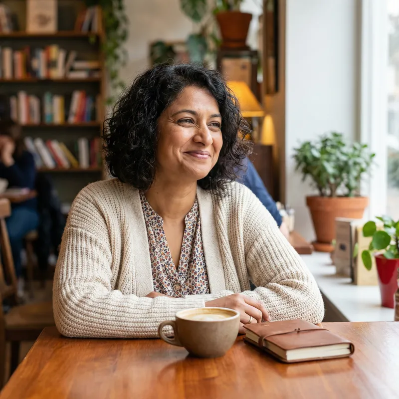 Graceful South Asian Customer at Elegant Cafe | Asian Beauty