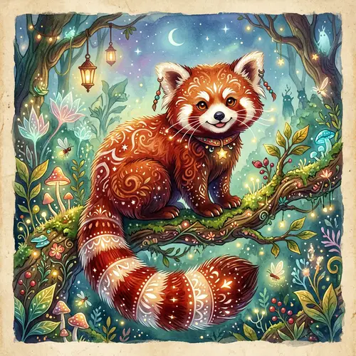 Whimsical Illustration of a Red Panda
